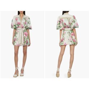 Alice + Olivia Cora Rose Voluminous Tiered Mini Shirtdress Size Medium Dress